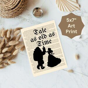 Beauty and the Beast Book Page Art Print, Bookish, Tale as Old as Time